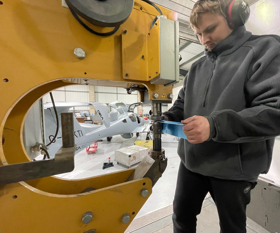 Toby Southan developing formed parts in the workshop